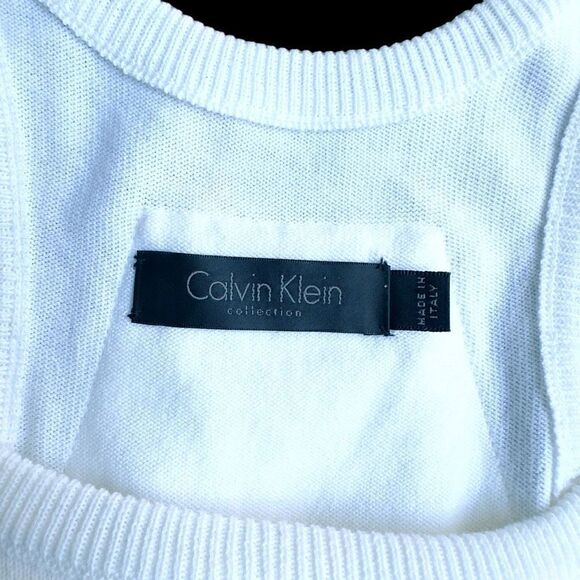 CALVIN KLEIN COLLECTION Made In Italy NWT White Cotton Spandex Bodycon Fitted Dr - Picture 10 of 16